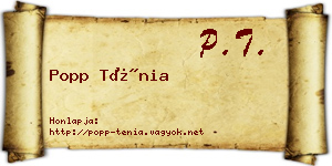 Popp Ténia névjegykártya